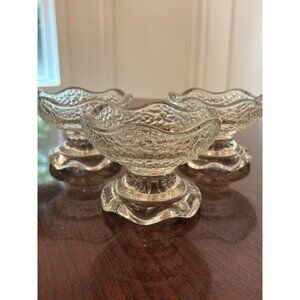 3 Vintage Small Pebble Glass Reversible Candle Holder Anchor Hocking Use 3 Ways